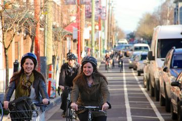 Cyclist in downtown Vancouver